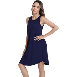 image:imageWiWi Tank Nightgown for Women Soft Comfy Sleeveless Sleep Gowns Viscose from Bamboo Cooling Sleepwear SXXLEnavy