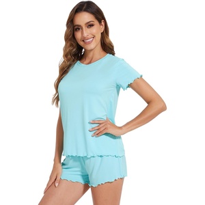 image:imageWiWi Viscose from Bamboo Cami Top Pajama Set for Women Sleeveless Tops with Shorts Pjs Sets SXXLDaqua