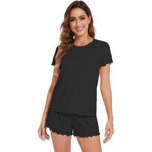 image:imageWiWi Viscose from Bamboo Cami Top Pajama Set for Women Sleeveless Tops with Shorts Pjs Sets SXXLDblack