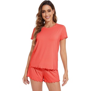 image:imageWiWi Viscose from Bamboo Cami Top Pajama Set for Women Sleeveless Tops with Shorts Pjs Sets SXXLDcoral