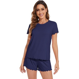 image:imageWiWi Viscose from Bamboo Cami Top Pajama Set for Women Sleeveless Tops with Shorts Pjs Sets SXXLDnavy