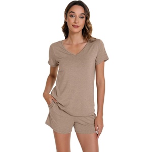 image:imageWiWi Viscose from Bamboo Cami Top Pajama Set for Women Sleeveless Tops with Shorts Pjs Sets SXXLEcamel