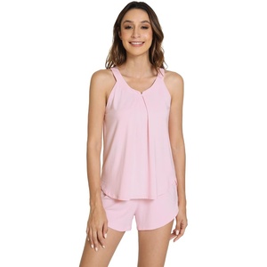 image:imageWiWi Viscose from Bamboo Cami Top Pajama Set for Women Sleeveless Tops with Shorts Pjs Sets SXXLFpink
