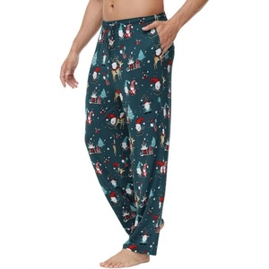 image:imageWiWi Viscose from Bamboo Mens Sleep Pant Sports Trousers with Pockets Light Bottom SXXLAchristmas Elk on Green