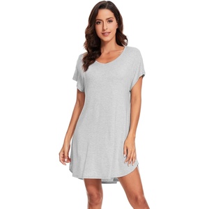 image:imageWiWi Viscose from Bamboo Nightgowns for Women Lightweight Casual Nightgown Short Sleeve Sleep Shirt Soft Summer Night SXXLAash Grey