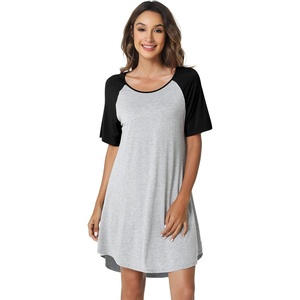 image:imageWiWi Viscose from Bamboo Nightgowns for Women Lightweight Casual Nightgown Short Sleeve Sleep Shirt Soft Summer Night SXXLBlight Heather GreyBlack