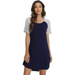 image:imageWiWi Viscose from Bamboo Nightgowns for Women Lightweight Casual Nightgown Short Sleeve Sleep Shirt Soft Summer Night SXXLBnavy