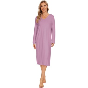 image:imageWiWi Viscose from Bamboo Nightgowns for Women Long Sleeve Nightgown Soft Pajamas Warm Pj Dress SXXLAdusty Rose