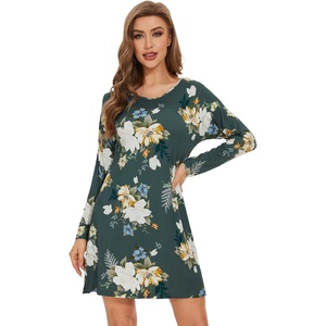 image:imageWiWi Viscose from Bamboo Nightgowns for Women Long Sleeve Sleep Shirts Soft Sleepwear Pajamas Nightshirts SXXLAgreenFloral