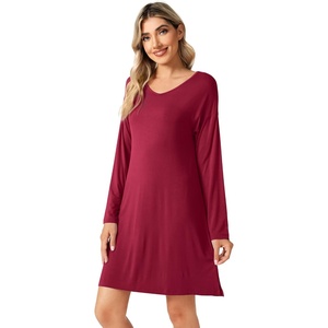 image:imageWiWi Viscose from Bamboo Nightgowns for Women Long Sleeve Sleep Shirts Soft Sleepwear Pajamas Nightshirts SXXLAwine