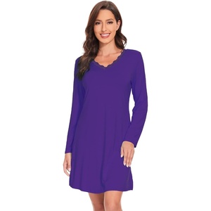 image:imageWiWi Viscose from Bamboo Nightgowns for Women Long Sleeve Sleep Shirts Soft Sleepwear Pajamas Nightshirts SXXLBlilac