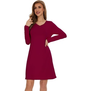 image:imageWiWi Viscose from Bamboo Nightgowns for Women Long Sleeve Sleep Shirts Soft Sleepwear Pajamas Nightshirts SXXLCwine