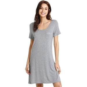 image:imageWiWi Viscose from Bamboo Nightgowns for Women Short Sleeve Sleep Shirt V Neck Nightgown Plus Size Sleepwear S4XBheather Grey
