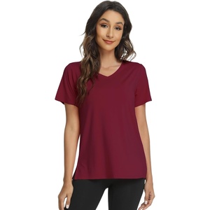 image:imageWiWi Viscose from Bamboo Pajama Tops for Women Super Soft Short Sleeve Tee V Neck Sleep Cooling TShirt Pjs Sleepwear SXXLAburgundy