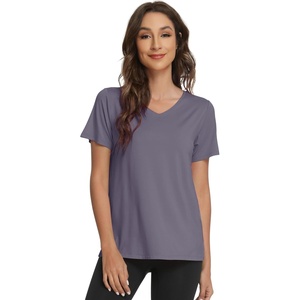 image:imageWiWi Viscose from Bamboo Pajama Tops for Women Super Soft Short Sleeve Tee V Neck Sleep Cooling TShirt Pjs Sleepwear SXXLAdark Grey