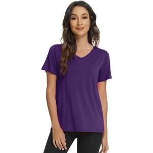 image:imageWiWi Viscose from Bamboo Pajama Tops for Women Super Soft Short Sleeve Tee V Neck Sleep Cooling TShirt Pjs Sleepwear SXXLAdark Purple