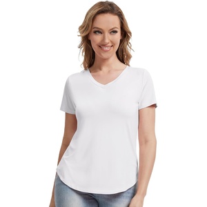 image:imageWiWi Viscose from Bamboo Pajama Tops for Women Super Soft Short Sleeve Tee V Neck Sleep Cooling TShirt Pjs Sleepwear SXXLBraw White