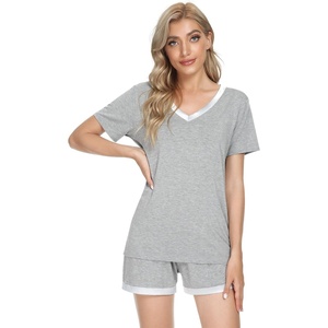 image:imageWiWi Viscose from Bamboo Pajamas Set for Women Super Soft Short Sleeve Cooling Summer Plus Size Pjs Sets Sleepwear S4XAheather Grey