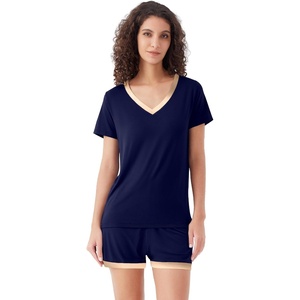 image:imageWiWi Viscose from Bamboo Pajamas Set for Women Super Soft Short Sleeve Cooling Summer Plus Size Pjs Sets Sleepwear S4XAnavy