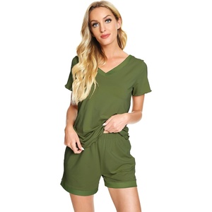 image:imageWiWi Viscose from Bamboo Pajamas Set for Women Super Soft Short Sleeve Cooling Summer Plus Size Pjs Sets Sleepwear S4XCarmy Green