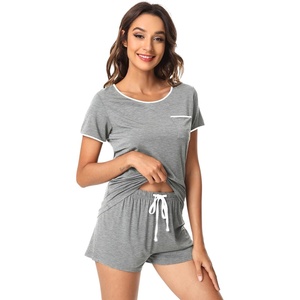image:imageWiWi Viscose from Bamboo Pajamas Set for Women Super Soft Short Sleeve Cooling Summer Plus Size Pjs Sets Sleepwear S4XDheather Grey