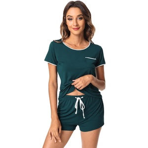image:imageWiWi Viscose from Bamboo Pajamas Set for Women Super Soft Short Sleeve Cooling Summer Plus Size Pjs Sets Sleepwear S4XDpeacock Green