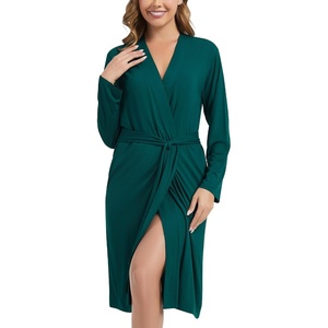 image:imageWiWi Viscose from Bamboo Robe for Women Soft Lightweight Bathrobe with Pockets Kimono Spa Robes Cooling Loungewear SXXLApeacock Green