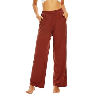 image:imageWiWi Viscose from Bamboo Women s Pajamas Pants Soft Yoga Loose Pant Comfy Pajama Bottoms SXXLBbrickred