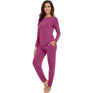 image:imageWiWi Viscose from Bamboo Womens Pajama Set Soft Long Sleeve Pajamas Sets SXXLBeet Red