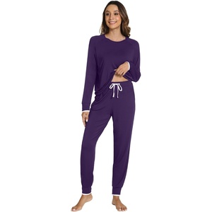 image:imageWiWi Viscose from Bamboo Womens Pajama Set Soft Long Sleeve Pajamas Sets SXXLDark Purple