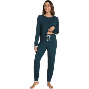 image:imageWiWi Viscose from Bamboo Womens Pajama Set Soft Long Sleeve Pajamas Sets SXXLDeep Teal