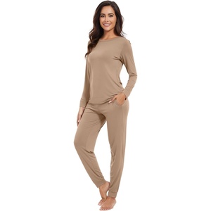 image:imageWiWi Viscose from Bamboo Womens Pajama Set Soft Long Sleeve Pajamas Sets SXXLKhaki