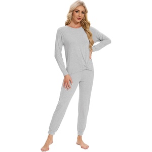 image:imageWiWi Viscose from Bamboo Womens Pajama Set Soft Long Sleeve Pajamas Sets SXXLLight Heather Grey