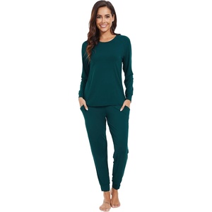 image:imageWiWi Viscose from Bamboo Womens Pajama Set Soft Long Sleeve Pajamas Sets SXXLPeacock Green