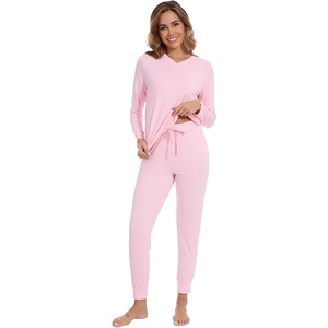 image:imageWiWi Viscose from Bamboo Womens Pajama Set Soft Long Sleeve Pajamas Sets SXXLPink