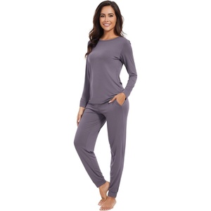 image:imageWiWi Viscose from Bamboo Womens Pajama Set Soft Long Sleeve Pajamas Sets SXXLPurplish Grey