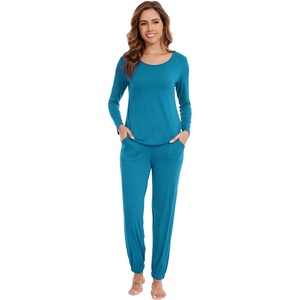 image:imageWiWi Viscose from Bamboo Womens Pajama Set Soft Long Sleeve Pajamas Sets SXXLTeal Blue