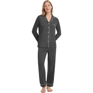 image:imageWiWi Viscose from Bamboo Womens Pajamas Set Super Soft Button Down Top and Pants Sleepwear Cooling Pjs S3XAcharcoal Heather
