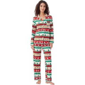 image:imageWiWi Viscose from Bamboo Womens Pajamas Set Super Soft Button Down Top and Pants Sleepwear Cooling Pjs S3XAchristmas