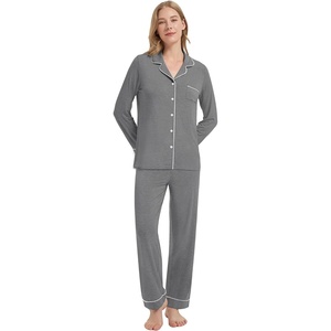 image:imageWiWi Viscose from Bamboo Womens Pajamas Set Super Soft Button Down Top and Pants Sleepwear Cooling Pjs S3XAdark Heather Grey
