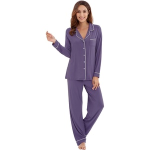 image:imageWiWi Viscose from Bamboo Womens Pajamas Set Super Soft Button Down Top and Pants Sleepwear Cooling Pjs S3XAlavender