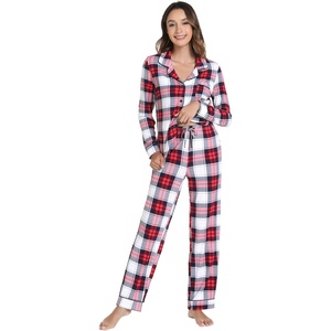 image:imageWiWi Viscose from Bamboo Womens Pajamas Set Super Soft Button Down Top and Pants Sleepwear Cooling Pjs S3XAnavyRed Plaid