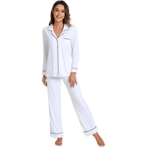 image:imageWiWi Viscose from Bamboo Womens Pajamas Set Super Soft Button Down Top and Pants Sleepwear Cooling Pjs S3XApure White