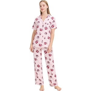 image:imageWiWi Viscose from Bamboo Womens Pajamas Set Super Soft Button Down Top and Pants Sleepwear Cooling Pjs S3XBcoffee Cup