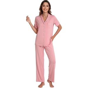 image:imageWiWi Viscose from Bamboo Womens Pajamas Set Super Soft Button Down Top and Pants Sleepwear Cooling Pjs S3XBdusty Pink