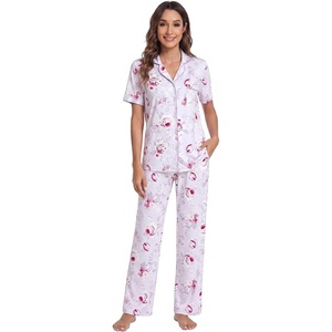 image:imageWiWi Viscose from Bamboo Womens Pajamas Set Super Soft Button Down Top and Pants Sleepwear Cooling Pjs S3XBgreyPeony