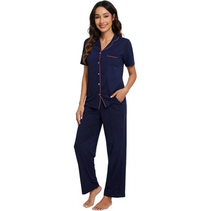image:imageWiWi Viscose from Bamboo Womens Pajamas Set Super Soft Button Down Top and Pants Sleepwear Cooling Pjs S3XBnavy