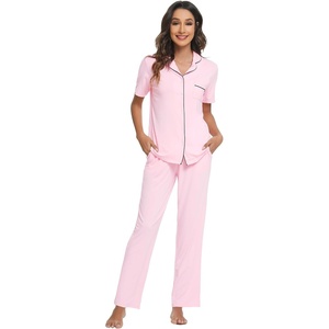 image:imageWiWi Viscose from Bamboo Womens Pajamas Set Super Soft Button Down Top and Pants Sleepwear Cooling Pjs S3XBpink