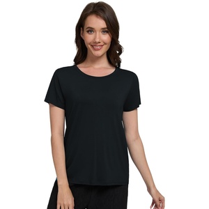 image:imageWiWi Womens Bamboo Viscose Scoop Neck Short Sleeve T Shirt Casual Summer Cooling Basic Tee Tops Soft Lounge Pajamas SXXLAblack