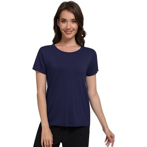 image:imageWiWi Womens Bamboo Viscose Scoop Neck Short Sleeve T Shirt Casual Summer Cooling Basic Tee Tops Soft Lounge Pajamas SXXLAnavy